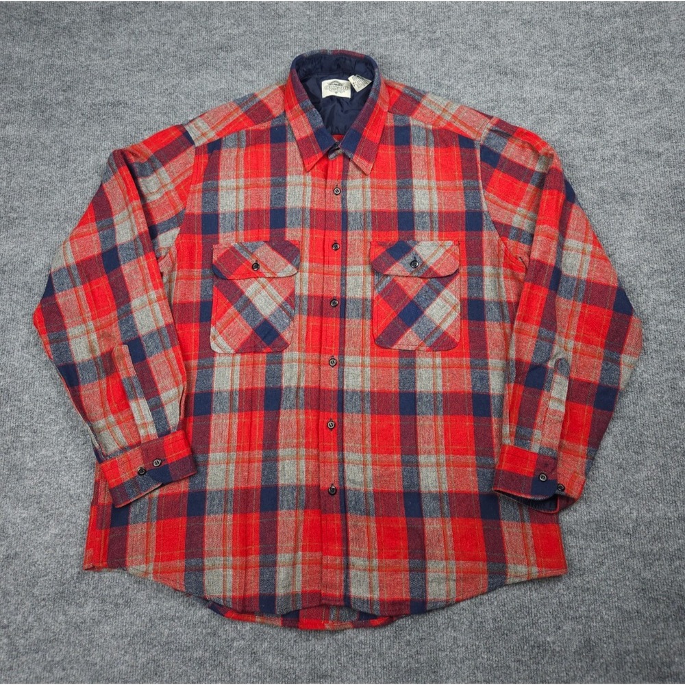 Vintage Fieldmaster Jacket Shacket Men's XL Plaid Wool Blend Button Up Lined